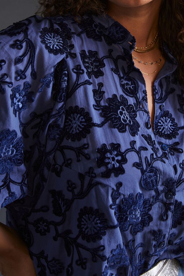 Pilcro Appliqued Velvet Blouse #5