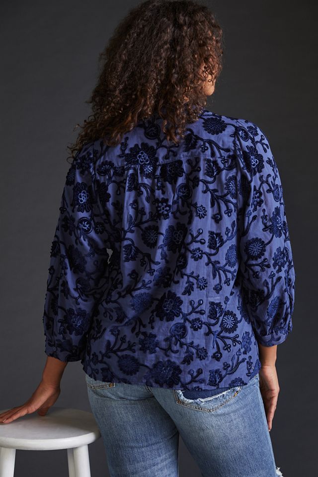 Pilcro Appliqued Velvet Blouse #6