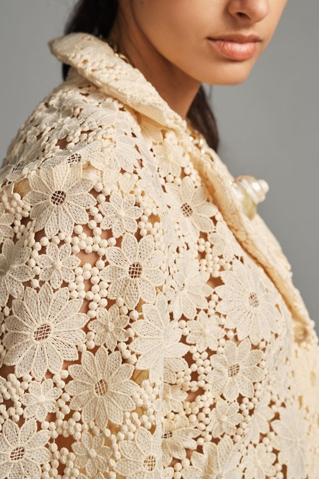 Maeve Lace Half-Sleeve Buttondown Shirt #1