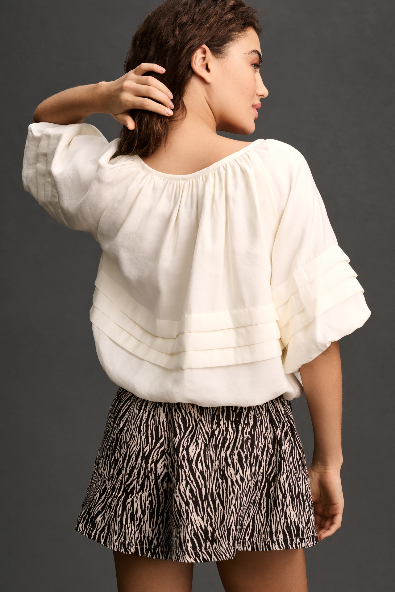 Maeve Short-Sleeve Bubble Tiered Top