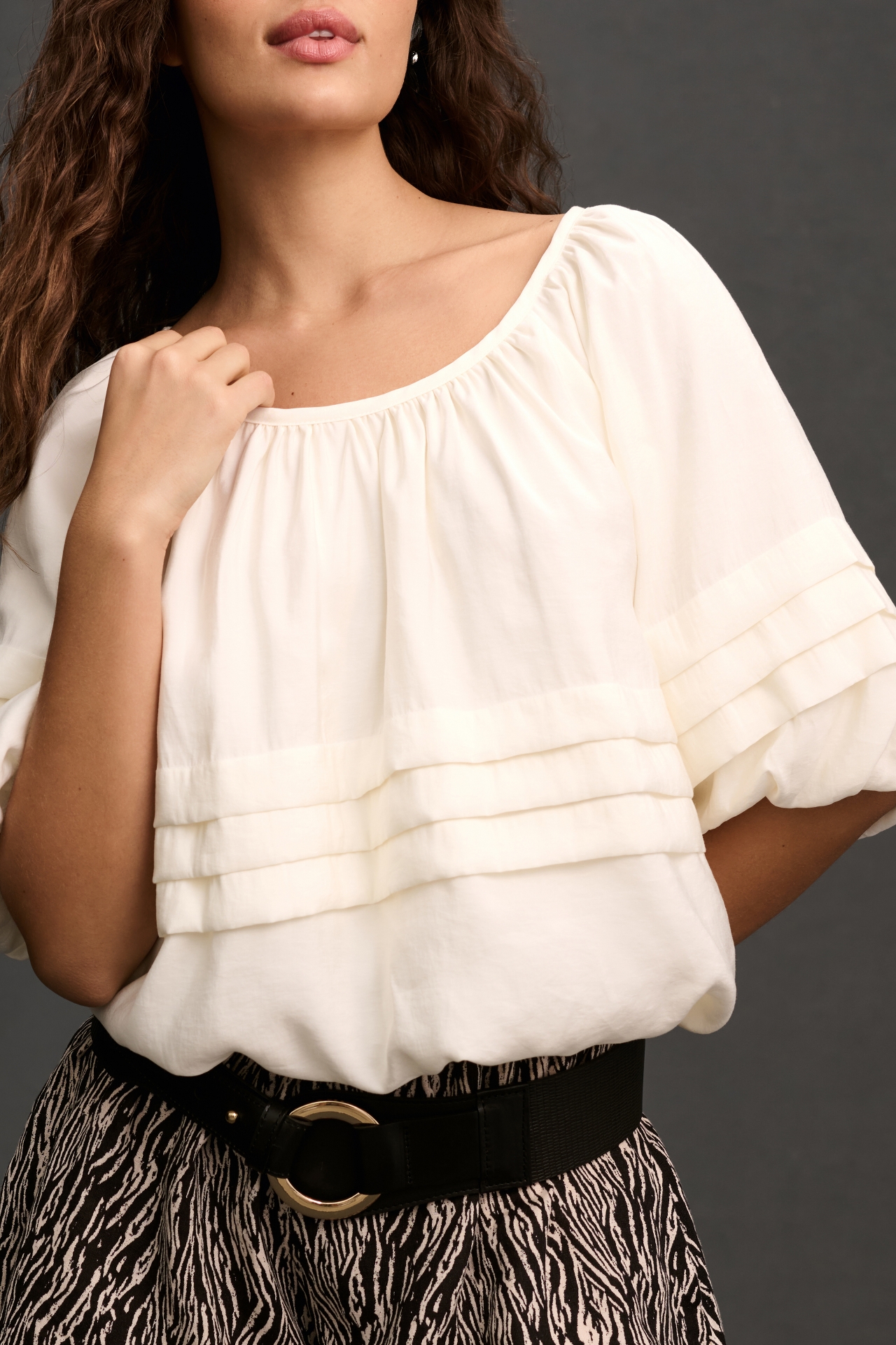 Maeve Short-Sleeve Bubble Tiered Top