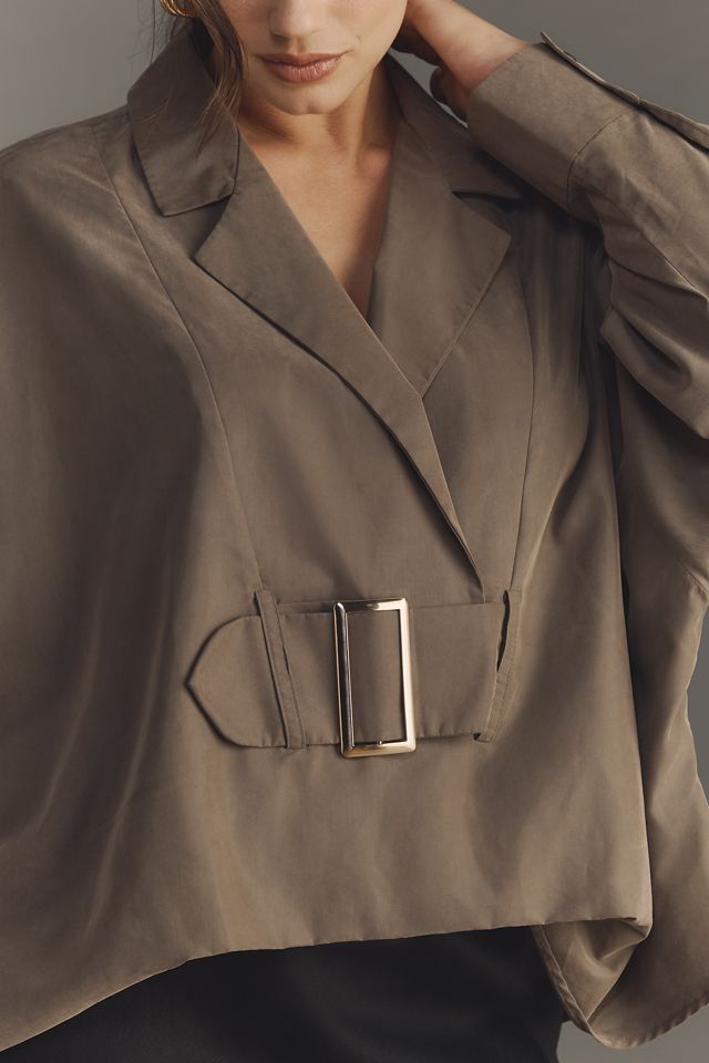 By Anthropologie Long-Sleeve Collared Belted Top #5