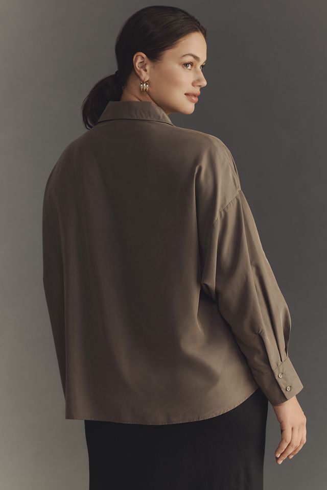 By Anthropologie Long-Sleeve Collared Belted Top #6