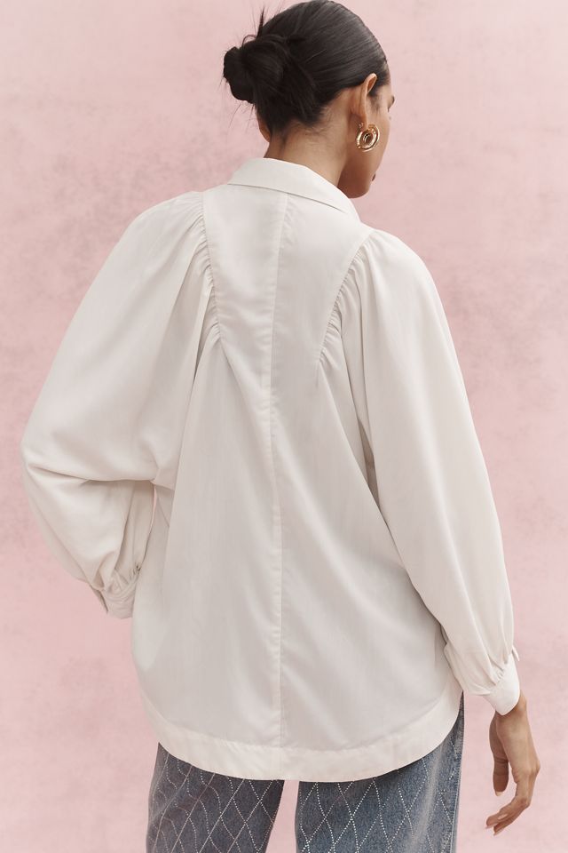 Maeve Balloon-Sleeve Collared Blouse #1