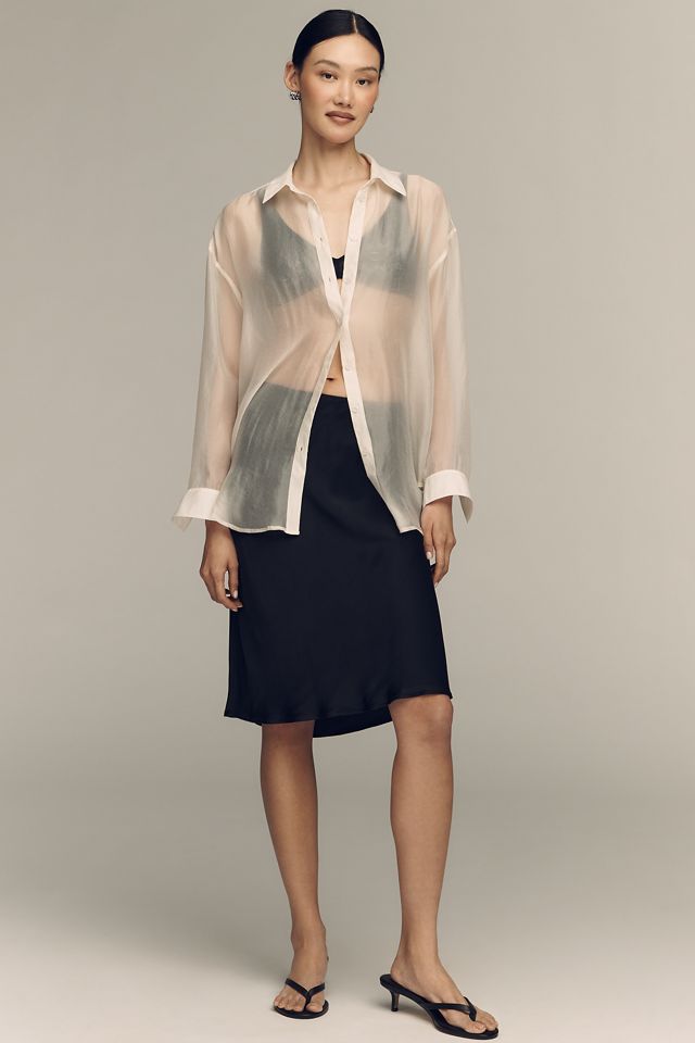 By Anthropologie Sheer Long-Sleeve Buttondown #3