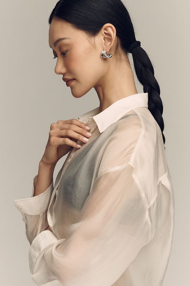 By Anthropologie Sheer Long-Sleeve Buttondown #4