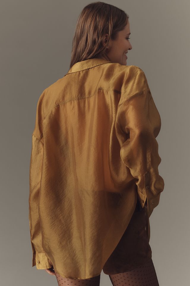 By Anthropologie Sheer Long-Sleeve Buttondown #1