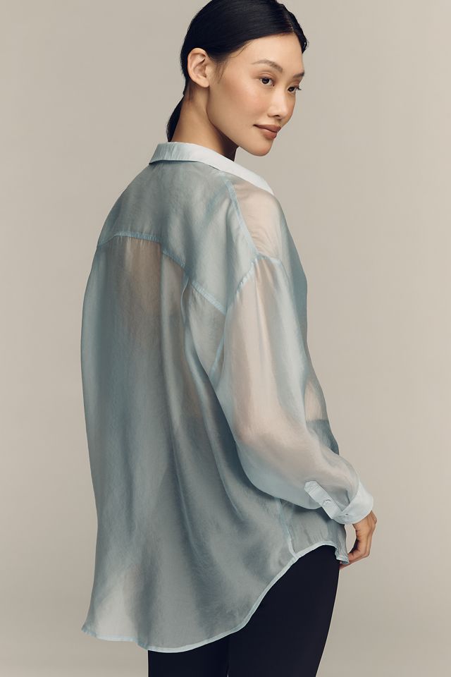 By Anthropologie Sheer Long-Sleeve Buttondown #1