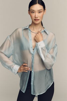 By Anthropologie Sheer Long-Sleeve Buttondown