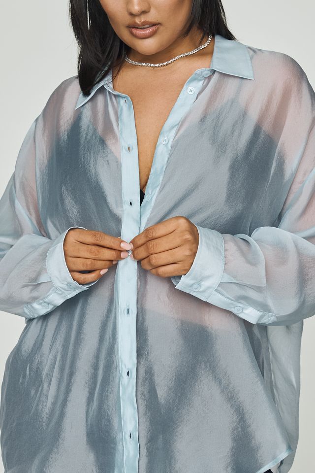 By Anthropologie Sheer Long-Sleeve Buttondown #5