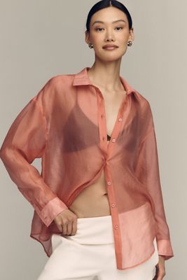By Anthropologie Sheer Long-Sleeve Buttondown