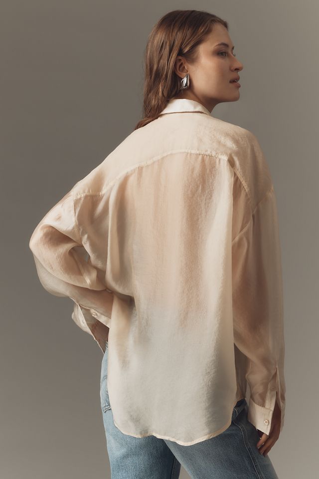 By Anthropologie Sheer Long-Sleeve Buttondown #1