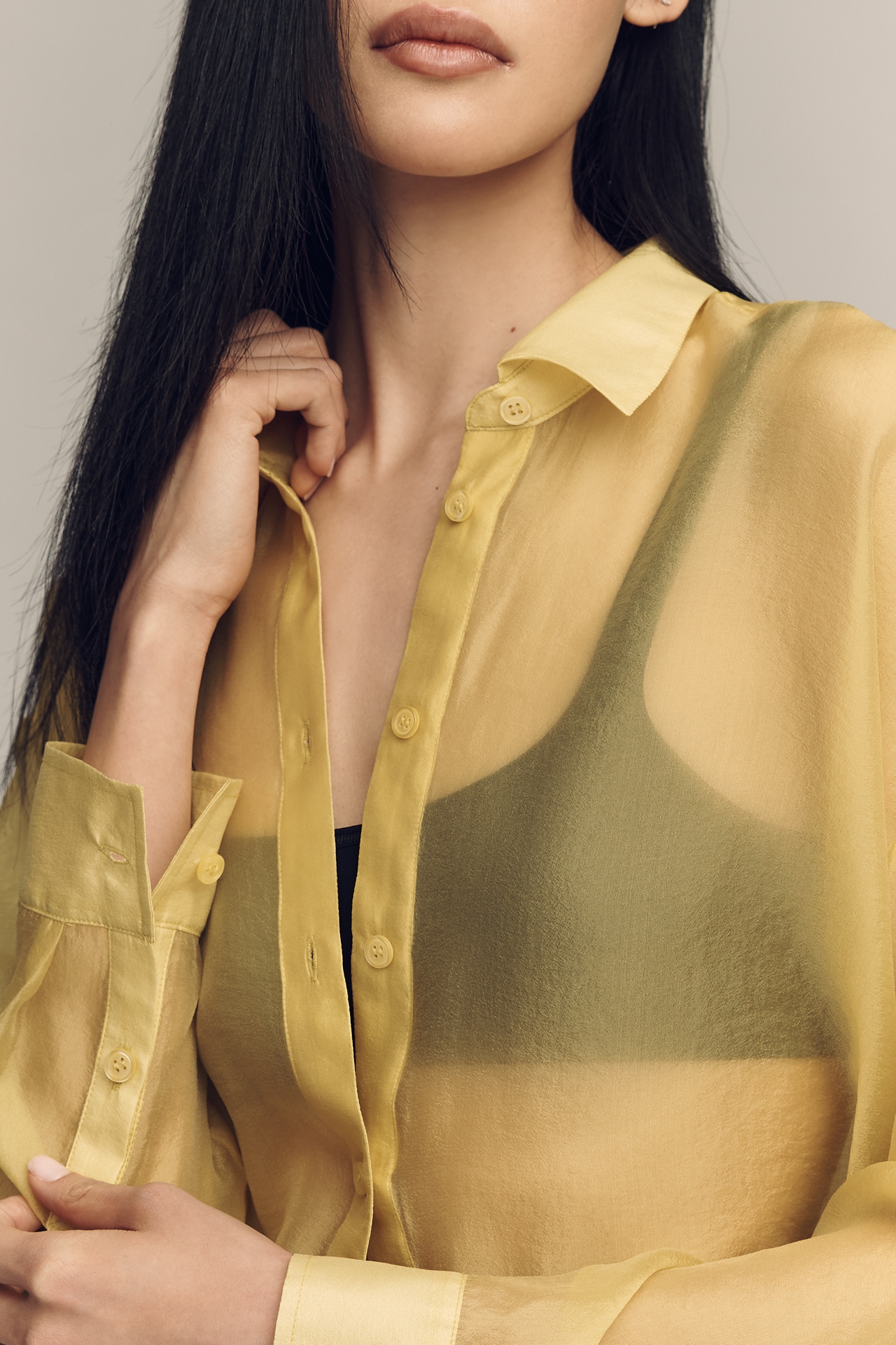 By Anthropologie Sheer Long-Sleeve Buttondown