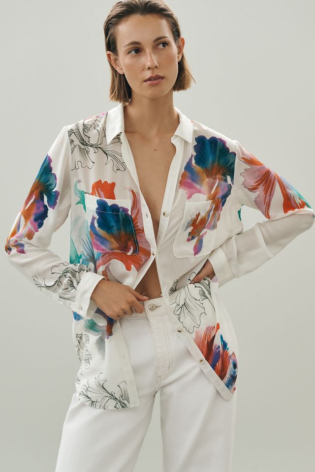 【piyo様】ドゥロワー Drawer コットンシルクストラップタックスカー36 Romy Relaxed Buttondown Shirt by Pilcro | Anthropologie