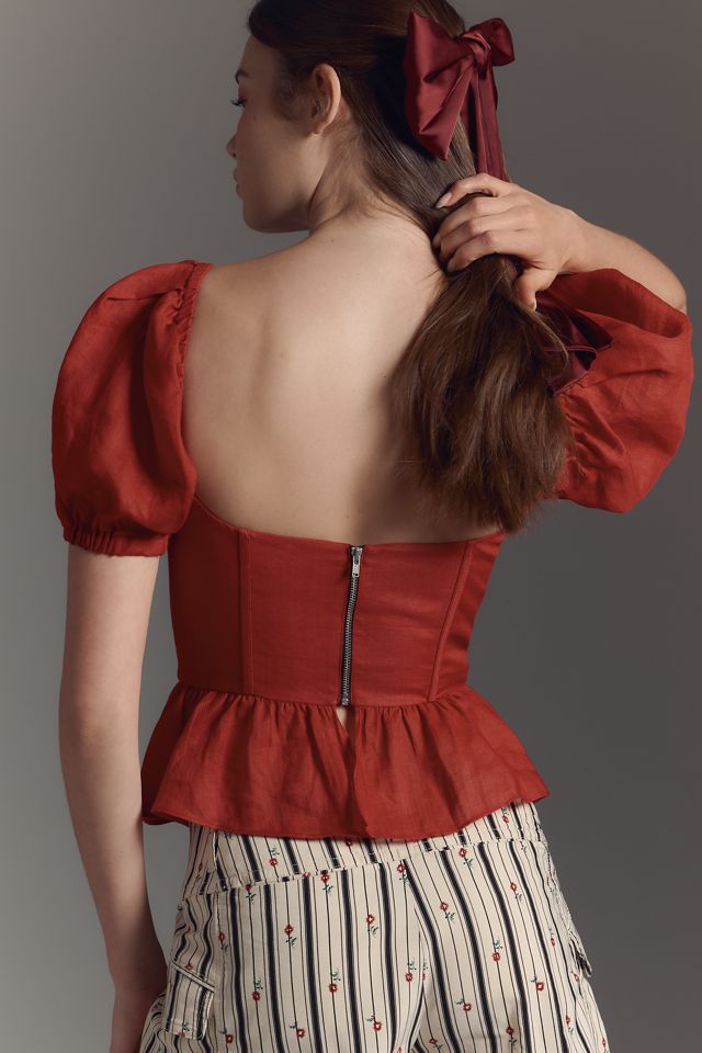 Bardot Esra Puff-Sleeve Corset Blouse #3