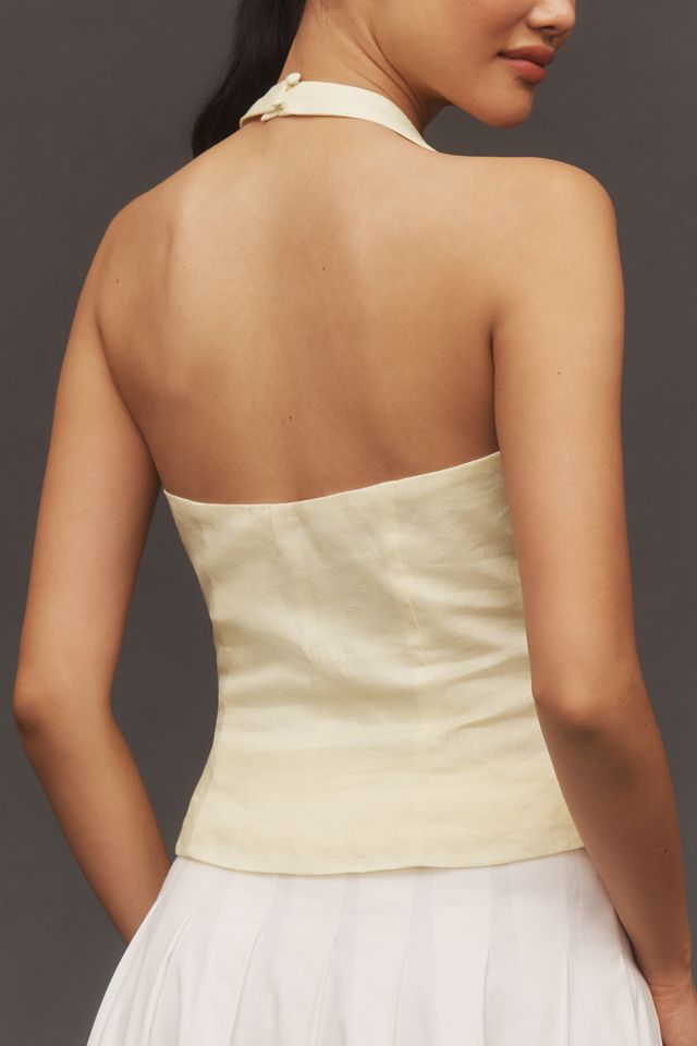 Bardot Paola Linen Halter Blouse #2