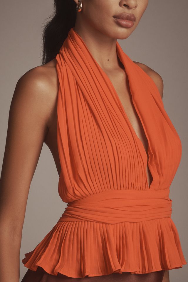 Bardot Amala Pleated Halter Top #1