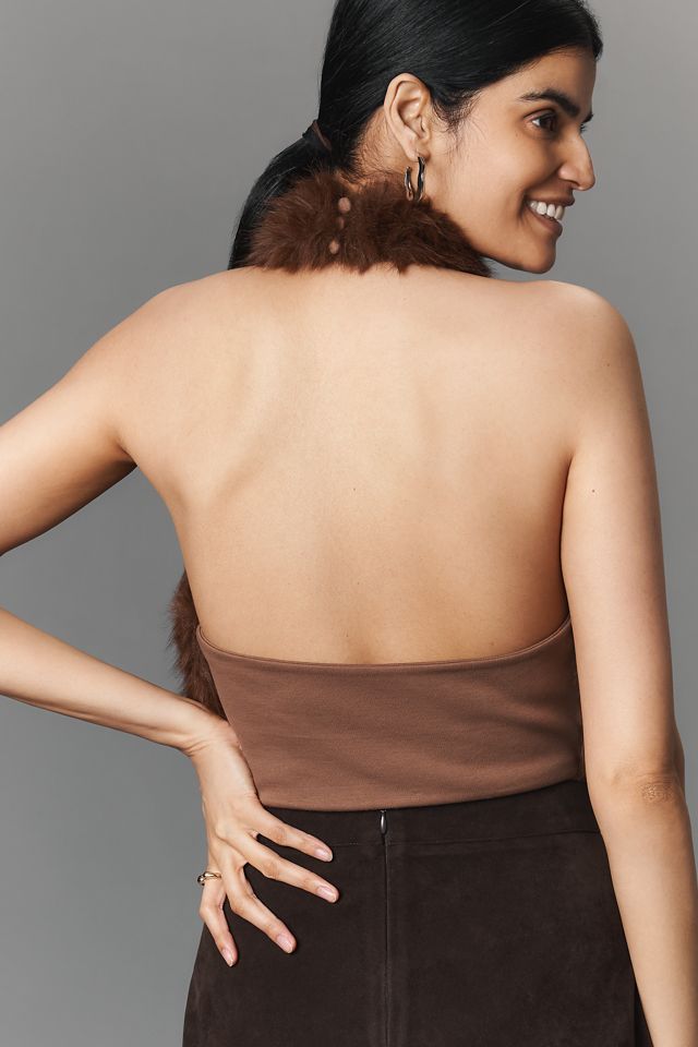 Bardot Julietta Faux-Fur Halter Top #1