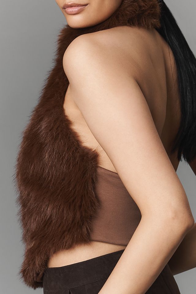 Bardot Julietta Faux-Fur Halter Top #2