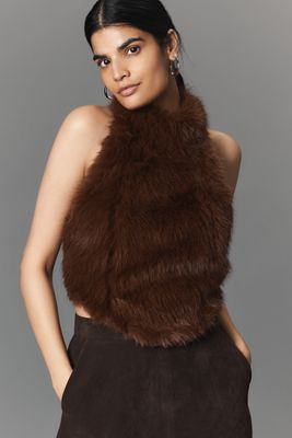 Bardot Julietta Faux Fur Halter Top