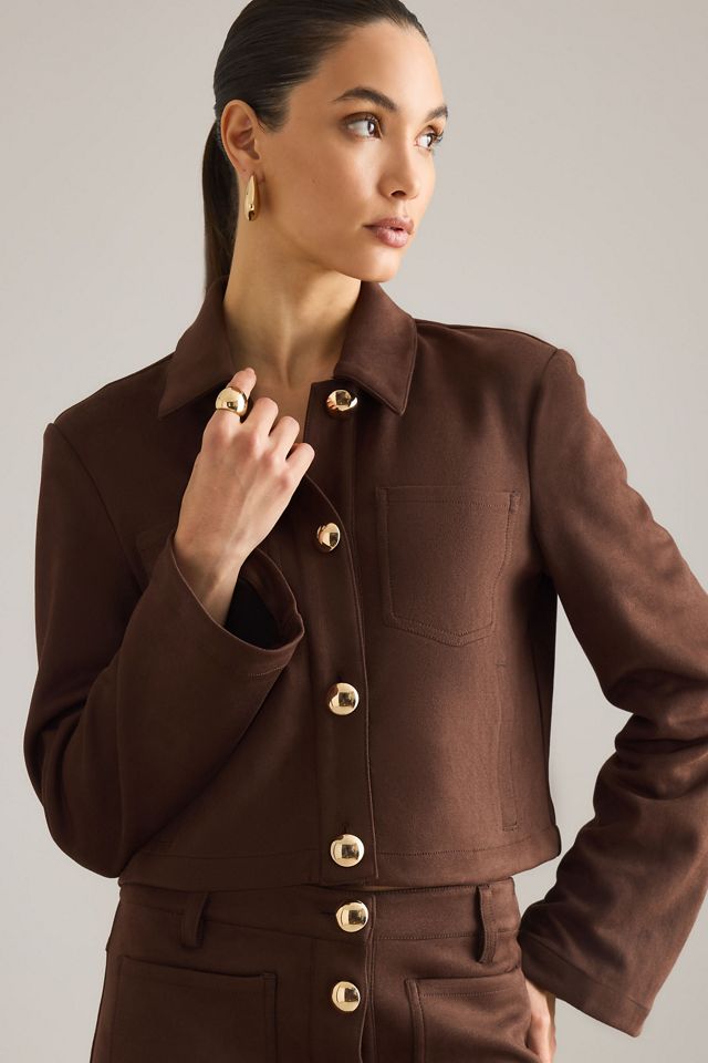 Bardot Lorenzo Camicia Crop in Finta Pelle Scamosciata #4