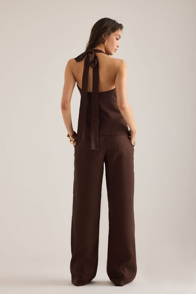 Bardot Top Halter in Lino Cavarly #1
