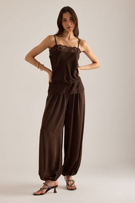 Bardot Bonita Satin Lace-Trim Cami Top
