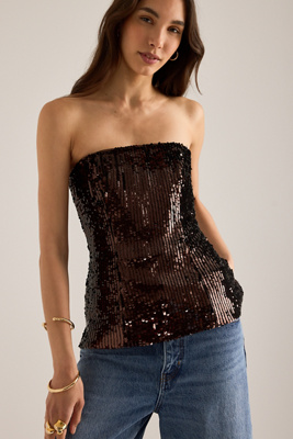 Bardot Helenia Sequin Bandeau Top