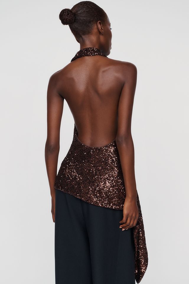 Bardot Melanie Sequin Halter Top #1