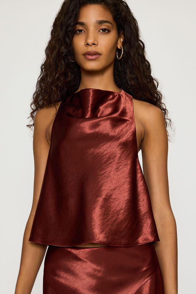 Bardot Toni Satin-Top mit Wasserfallausschnitt #3