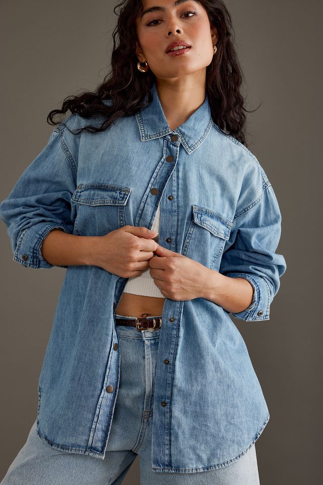 Long sleeve store denim shirt womens