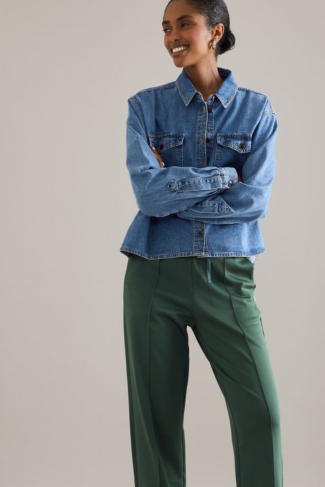By Anthropologie Long-Sleeve Crop Denim Top #3