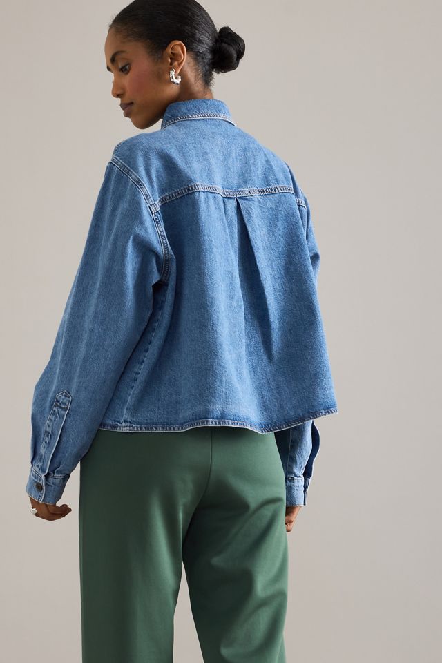 By Anthropologie Long-Sleeve Crop Denim Top #4
