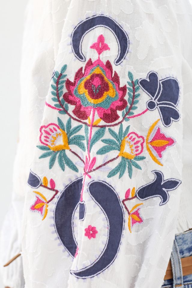 Embroidered Puff-Sleeve Blouse #2