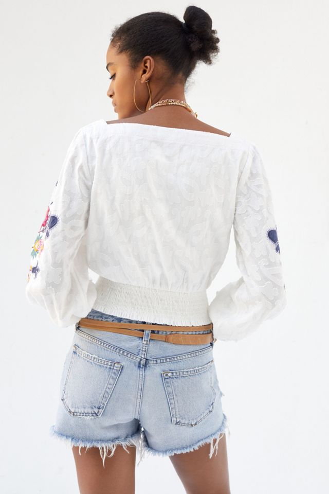 Embroidered Puff-Sleeve Blouse #3