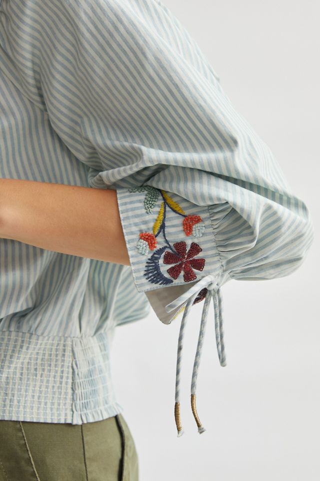 Beaded Puff-Sleeved Blouse #1