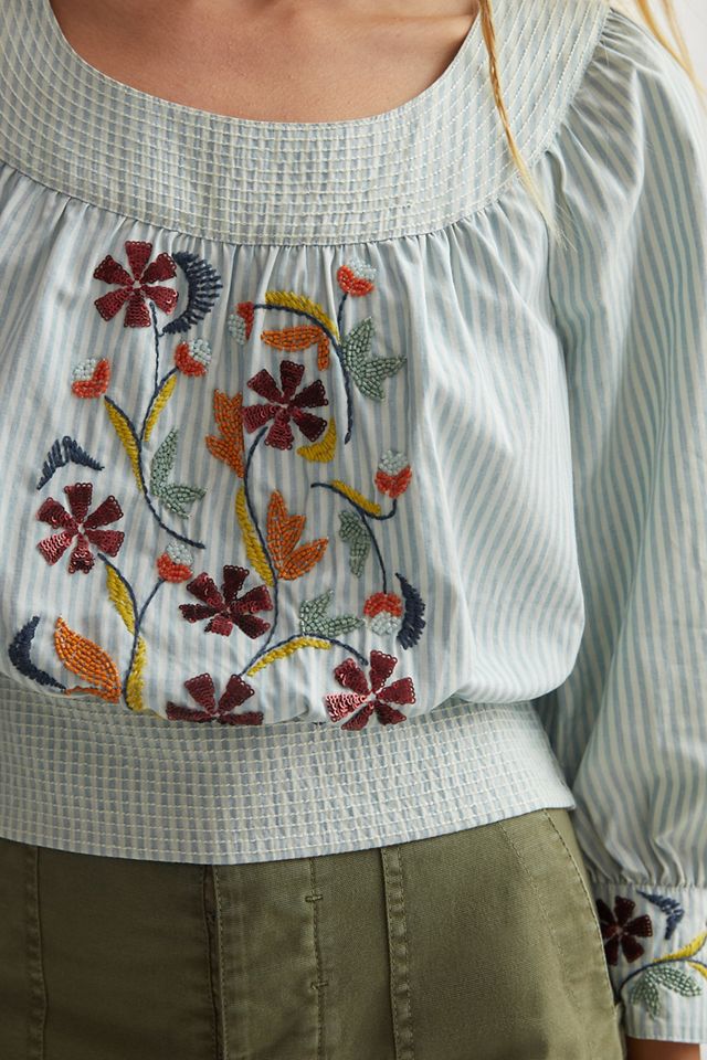 Beaded Puff-Sleeved Blouse #2