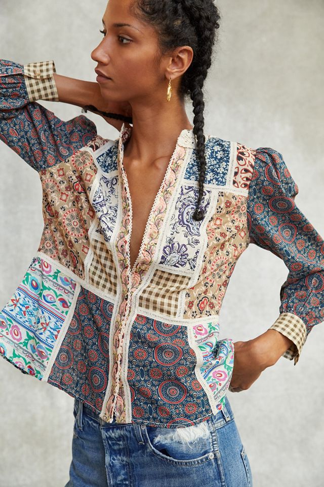 Pilcro Printed Patchwork Blouse #1