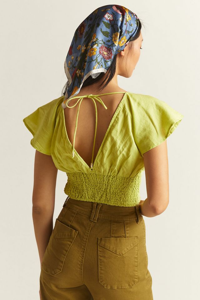 Twist-Front Flutter-Sleeve Blouse #1