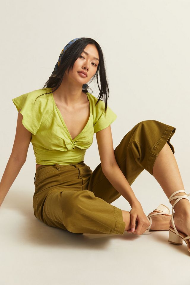 Twist-Front Flutter-Sleeve Blouse #3