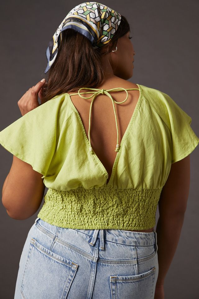 Twist-Front Flutter-Sleeve Blouse #5