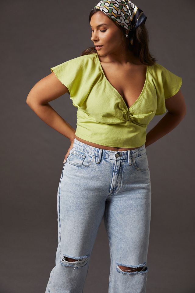 Twist-Front Flutter-Sleeve Blouse #6
