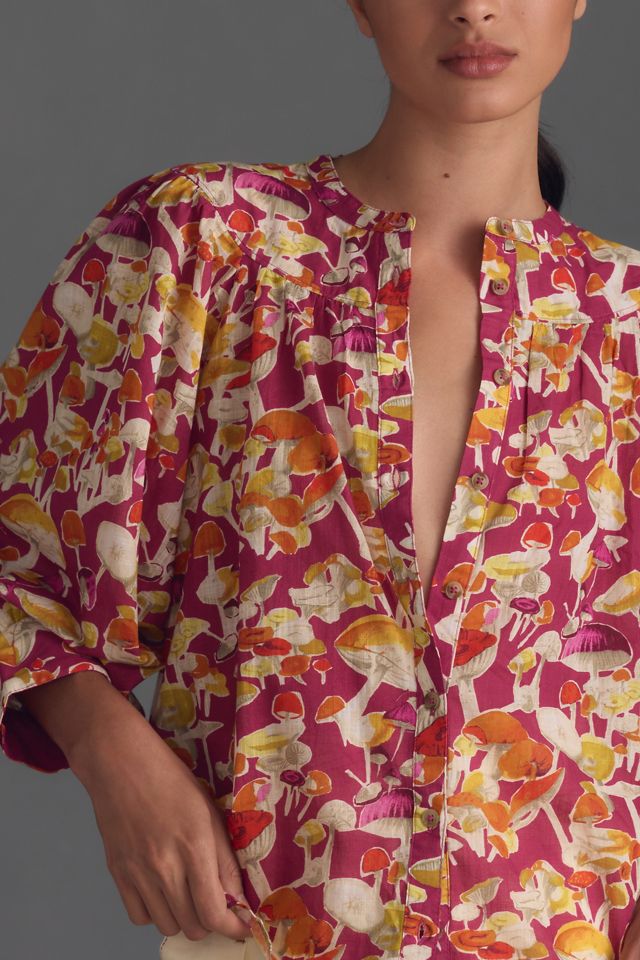Maeve camisa sin cuello femenino de manga larga #2