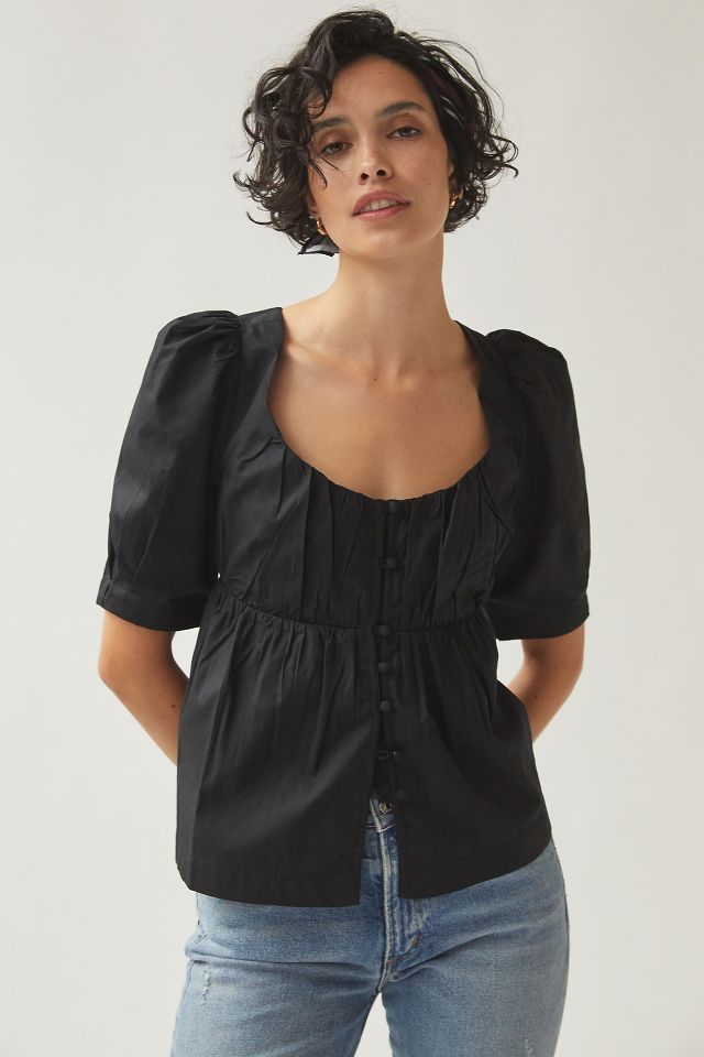 Short-Sleeve Scoop-Neck Blouse | Anthropologie