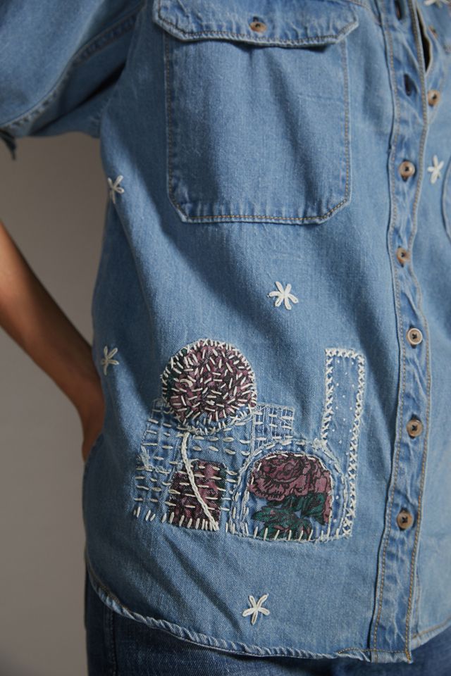 Pilcro Distressed Chambray Shirt #1