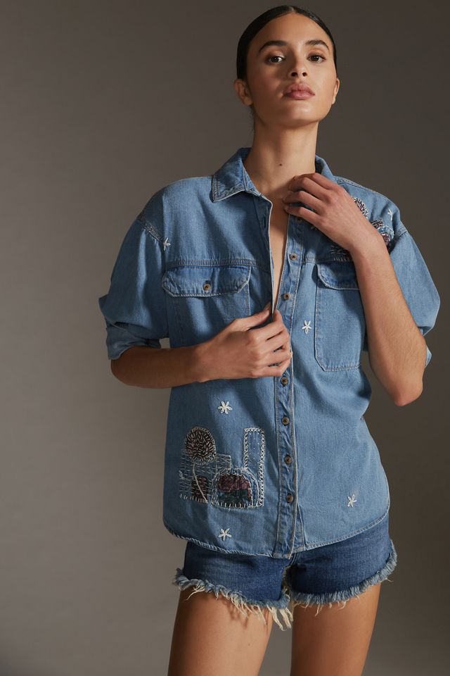 Pilcro Distressed Chambray Shirt #3