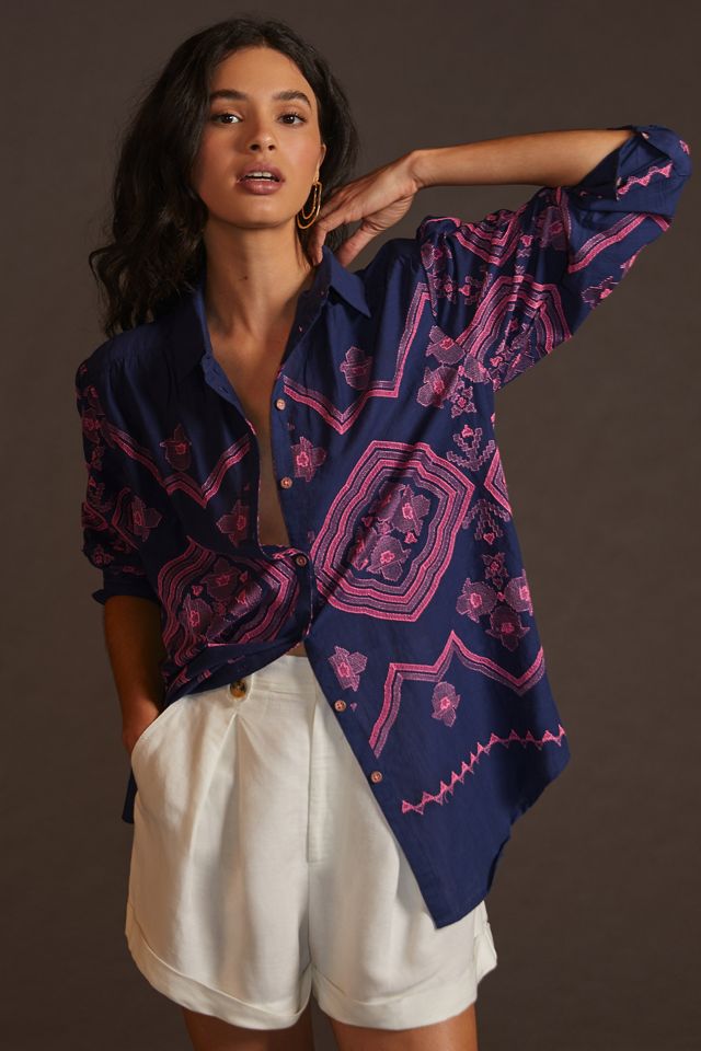 Chemise Décontractée Brodée By Anthropologie #3