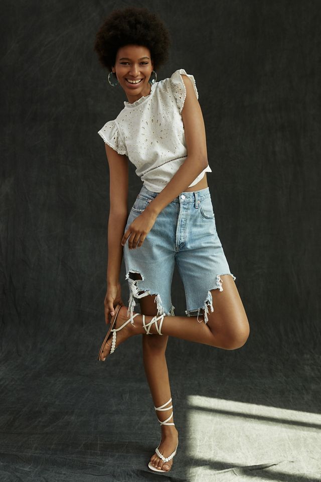 By Anthropologie Cropped Eyelet Top #3