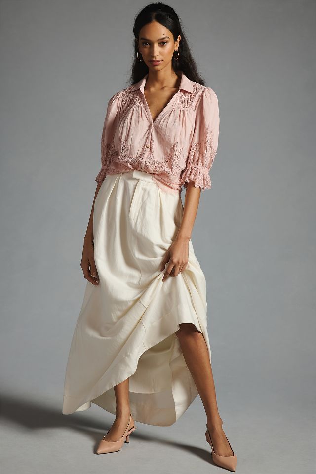 By Anthropologie Victorian Sheer-Lace Blouse #3