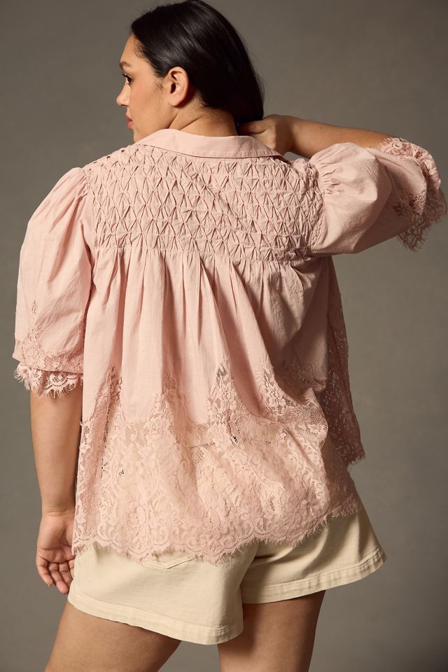 By Anthropologie Victorian Sheer-Lace Blouse #5